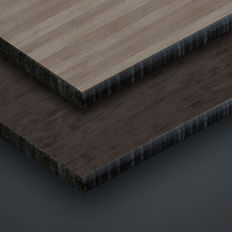 Plaques aspect bois naturel de la gamme Wood Decors Matt de chez Trespa® en couleurs Greyed Cedar et Slate Wood